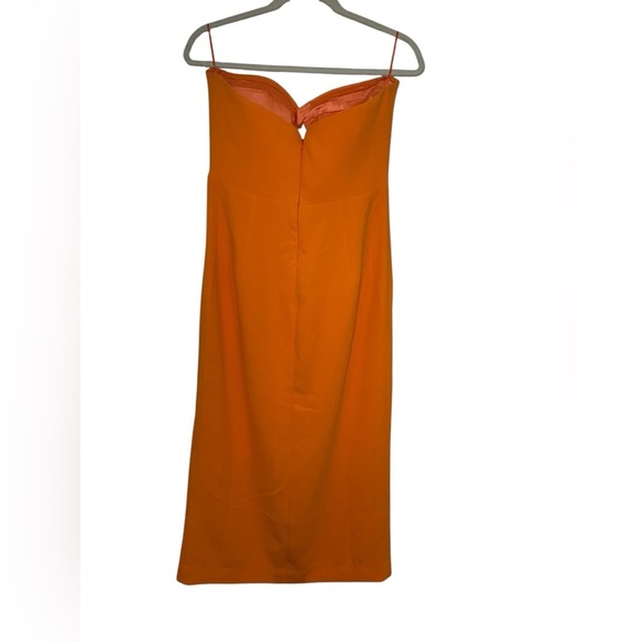 Bardot Brisa Bandeau Midi Dress Orange Strapless Cutout Slit Size 8 NWT - Picture 3 of 7